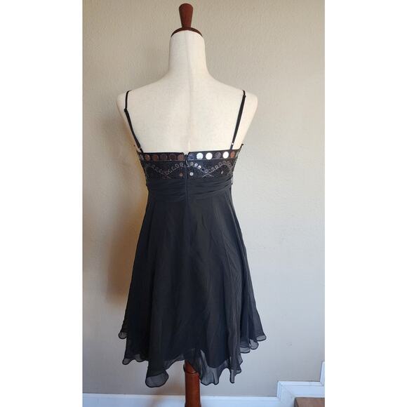 BCBG Maxazria Black Silk Beaded Cocktail Dress SZ 6P New Year's Eve Party - Picture 4 of 10